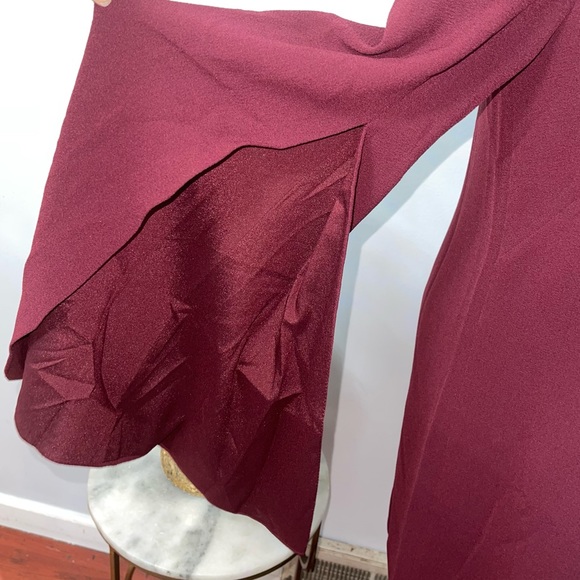 Dress The Population Burgundy Dahlia Long Sleeve Drape Back Minidress - Reemoly - Picture 12 of 17
